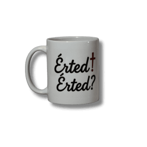 Érted kereszt motívumos keresztény bögre